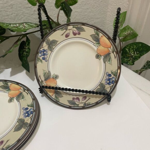 Set Of 3 Mikasa Intaglio Garden Harvest Bread Plates 6.5” CAC29 Fruit Pattern - Picture 1 of 5